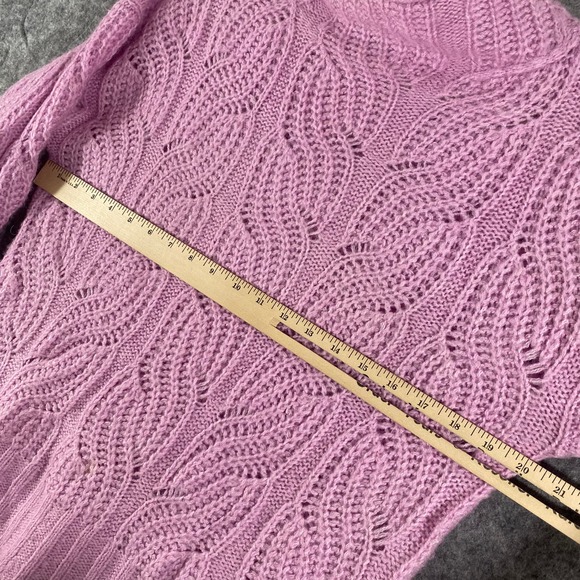 J. Crew Sweater Small Pink Pointelle Alpaca Knit Mock Neck Long Sleeve - Picture 7 of 10